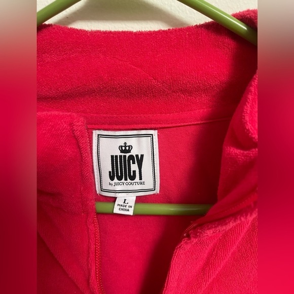 Juicy Couture- Women’s Terry Cloth Zip Up Jacket - Pink/Red - Size L - Picture 2 of 6